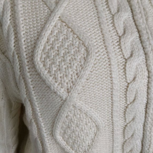 Liz Claiborne soft cream cable double zip cardigan detachable collar size M - Picture 4 of 7